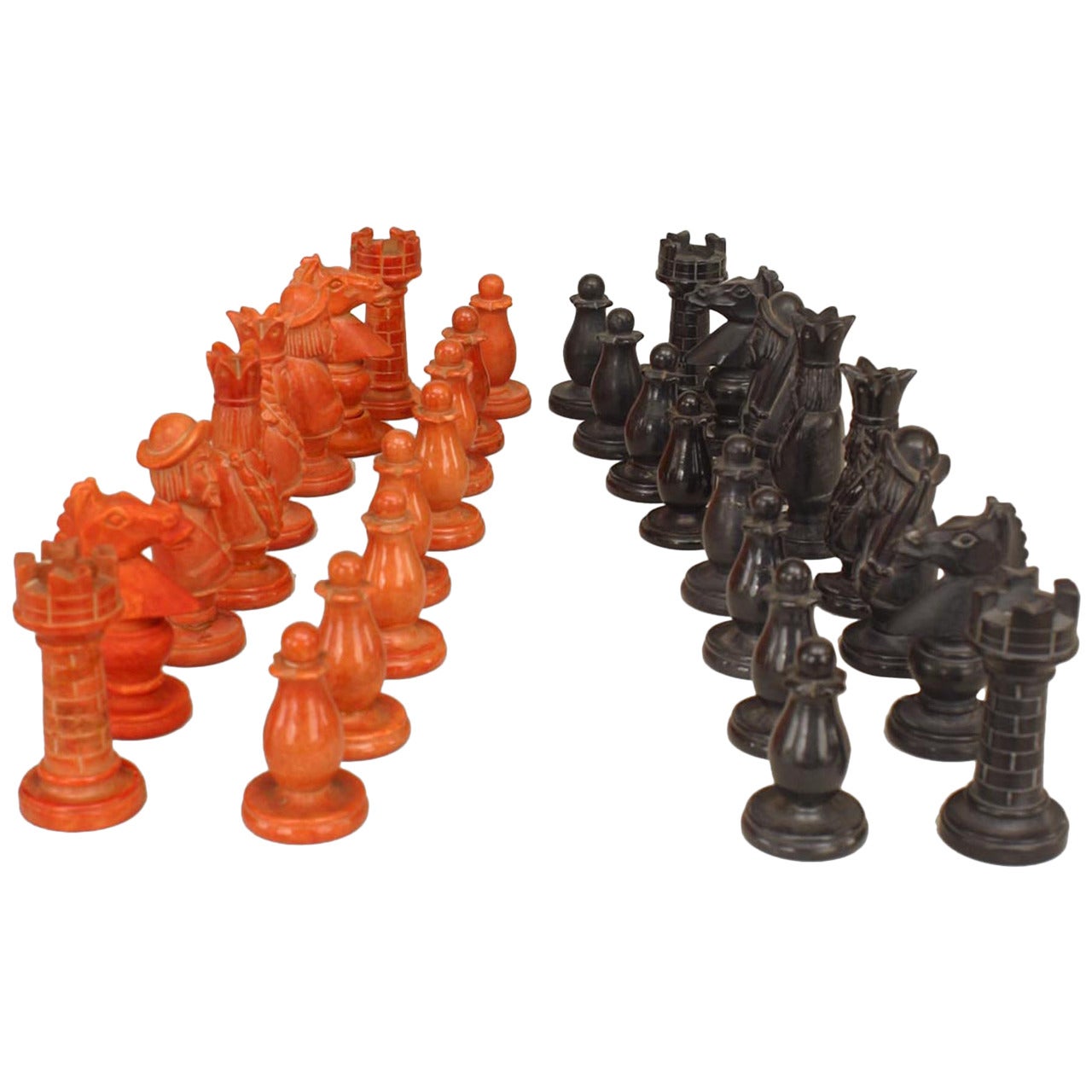 Italian Neoclassical Alabaster Chess Set