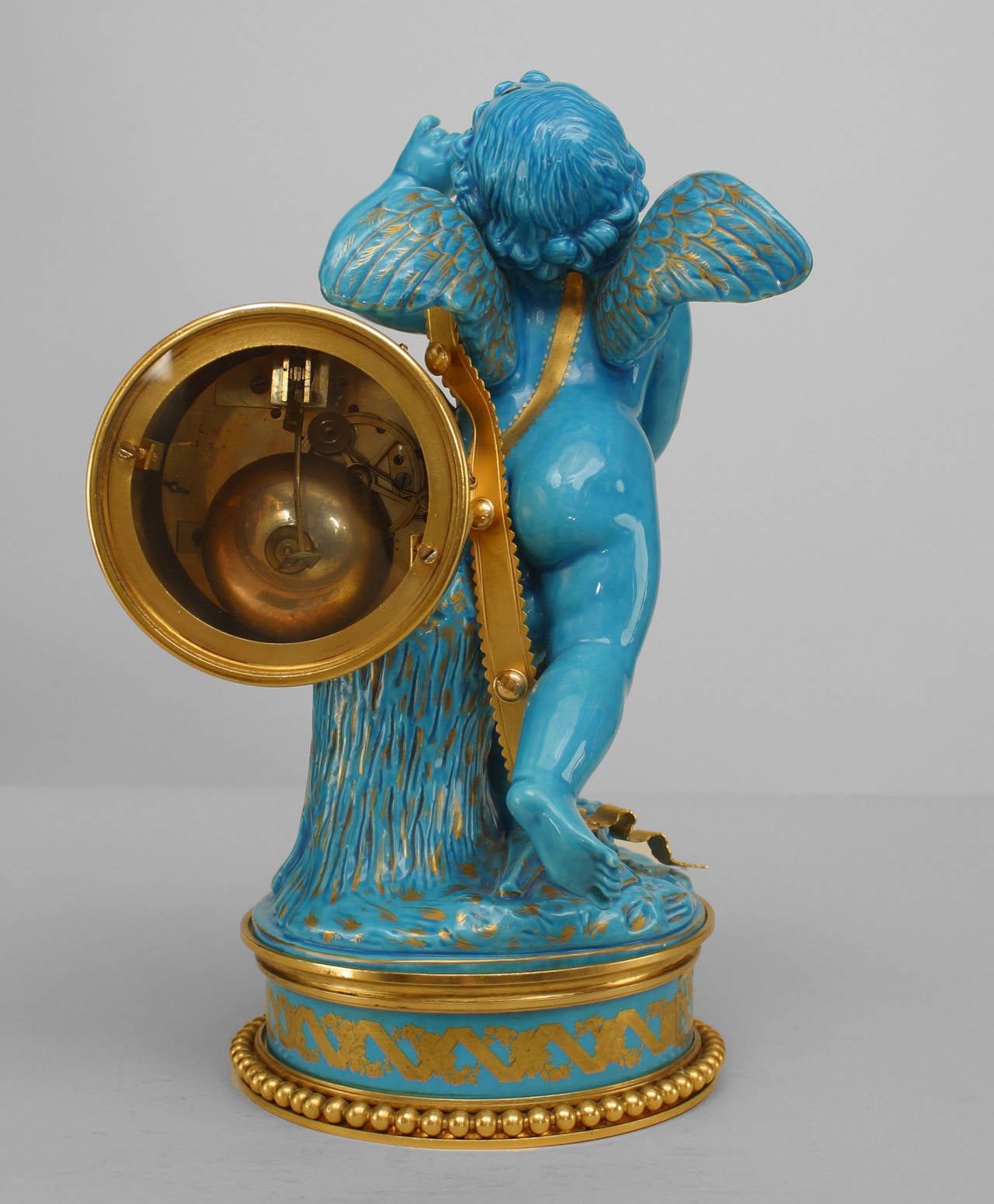 Glazed 19th Century French Sèvres Three-Piece Figural Cherub Clock Set