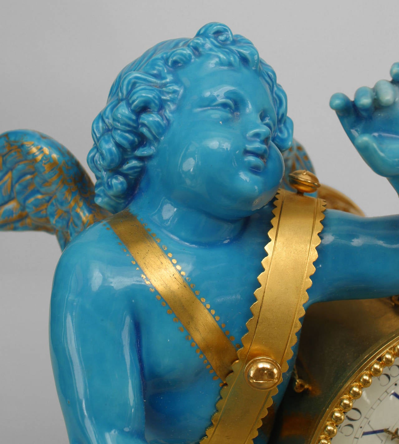 19th Century French Sèvres Three-Piece Figural Cherub Clock Set In Good Condition In New York, NY