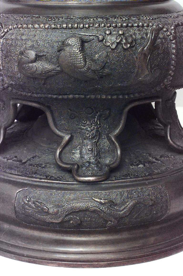 19th Century Pair of Japanese Style Bronze Palace Urns For Sale
