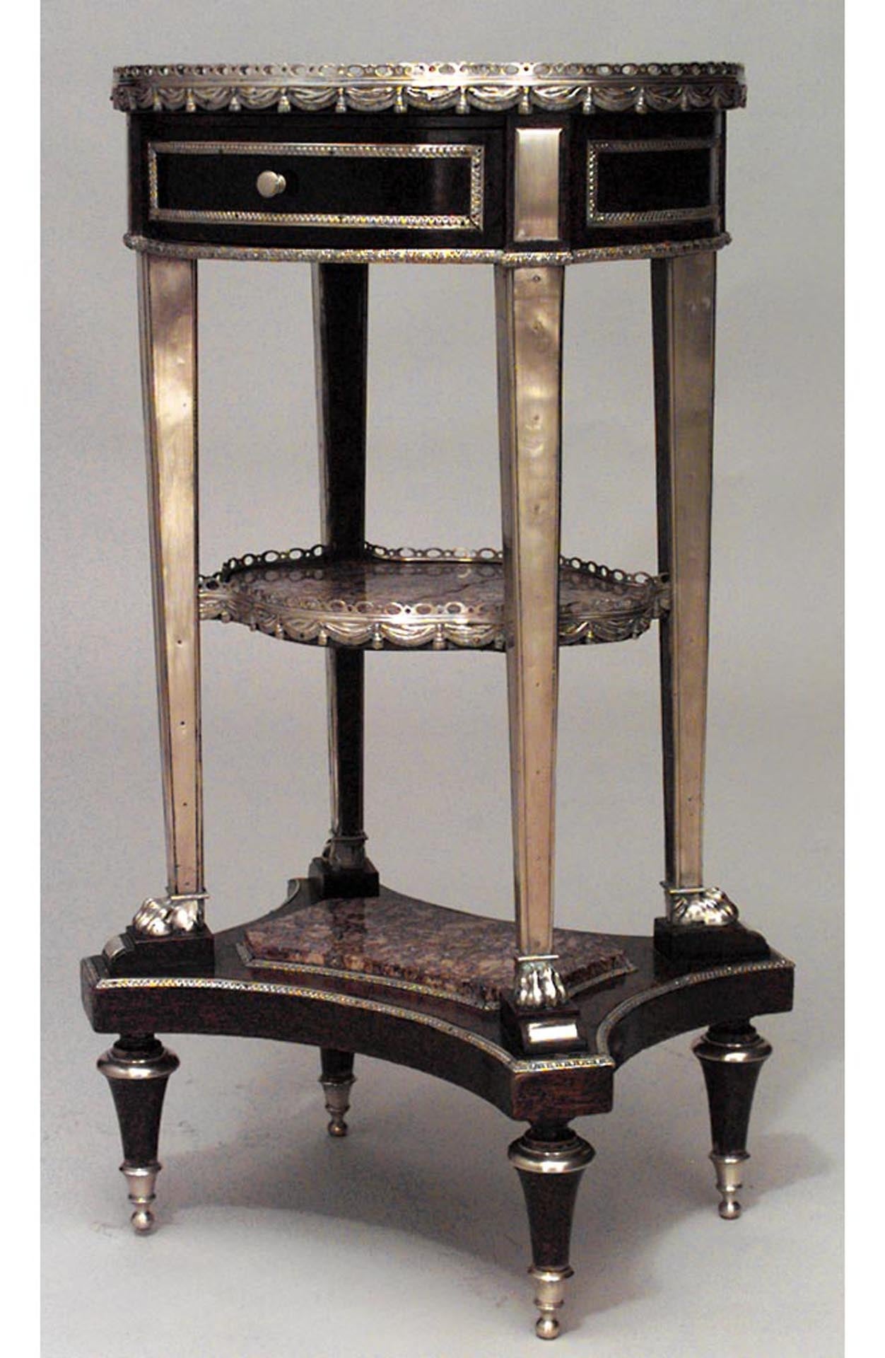 French Louis XVI Style Mahogany Three Tier Table