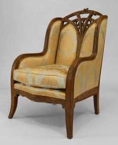 Louis Majorelle French Art Nouveau Walnut Berg√©re Arm Chair