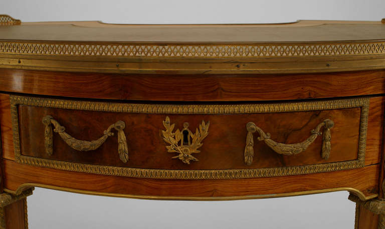 French Louis XVI Style Kingwood Demilune Desk For Sale 1