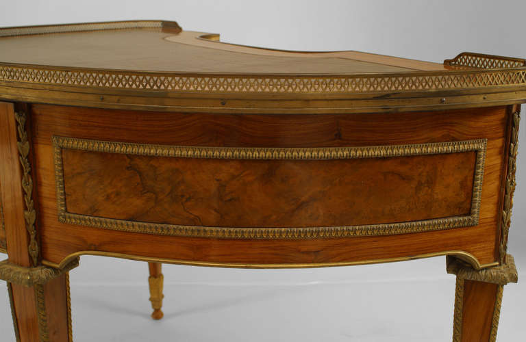 French Louis XVI Style Kingwood Demilune Desk For Sale 3
