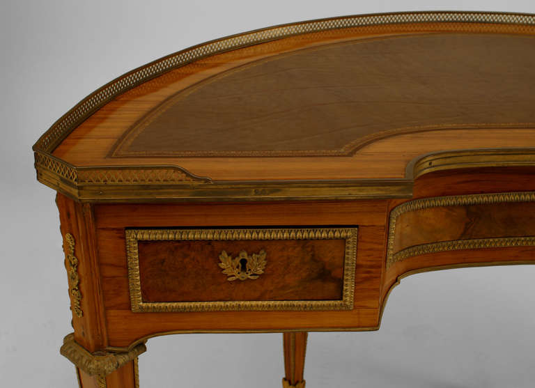 French Louis XVI Style Kingwood Demilune Desk For Sale 6