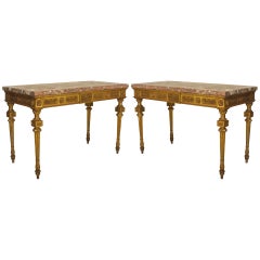 Antique Pair of Mid-18th c. Italian Neoclassical Gilt Carved Consoles