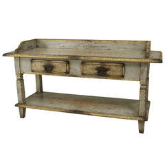 19th c. French Provincial Grey and Gold Serving or Work Table 1