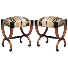 Pair of Neoclassical Ebonized Fruitwood Benches, Circa 1835 9