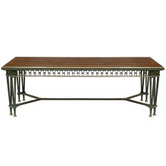 Poillerat and Quinet French Mid-Century Iron and Marble Dining Table