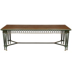 Poillerat and Quinet French Mid-Century Iron and Marble Dining Table