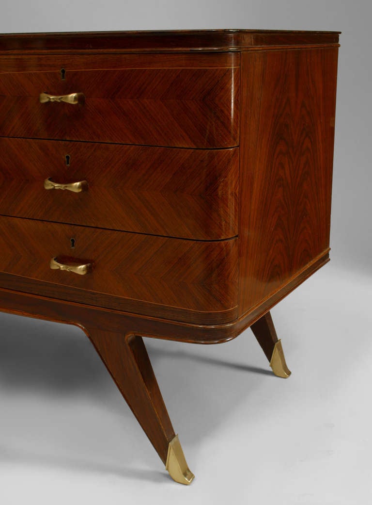 Mid-20th Century French Art Deco Chest of Drawers with Brass Finishes