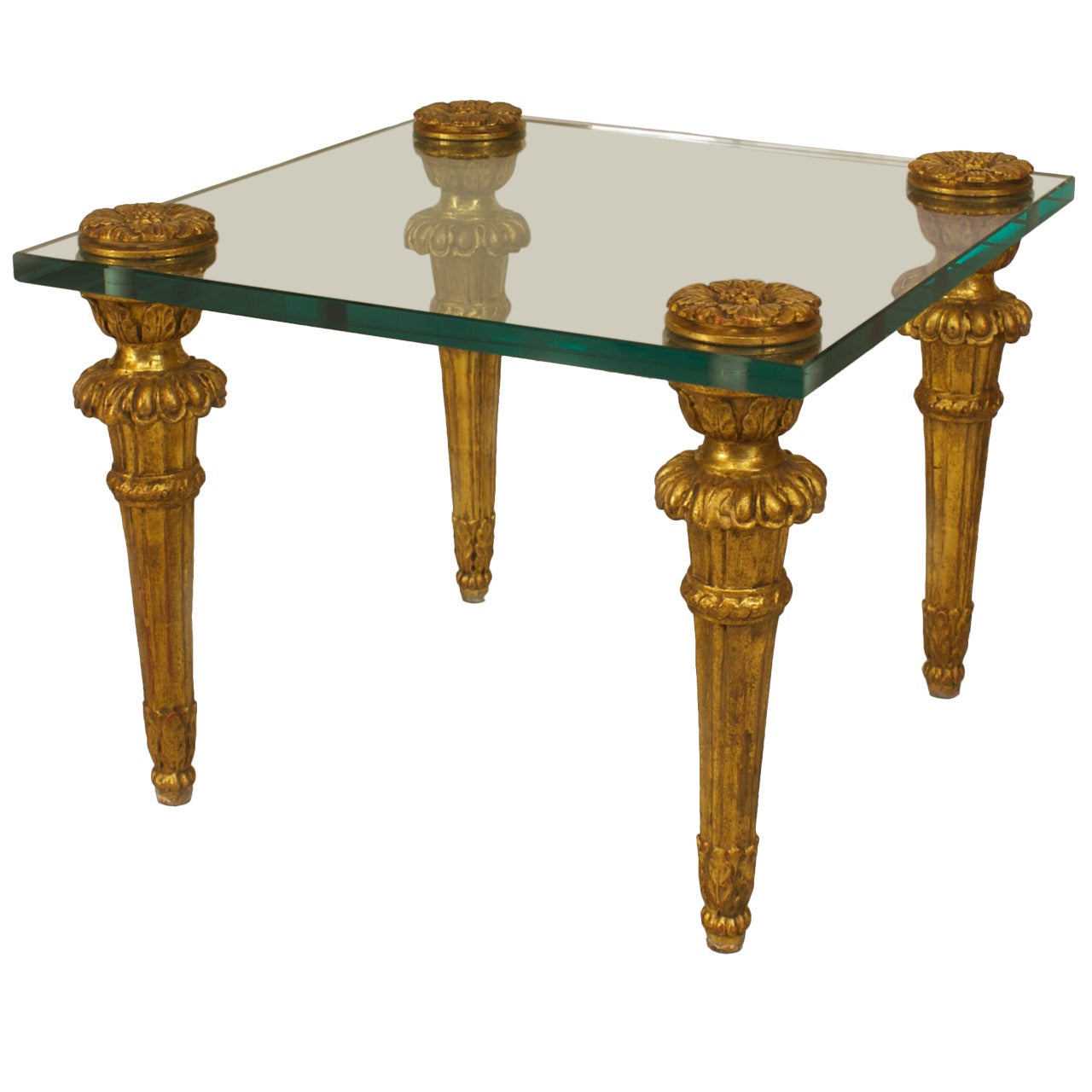 French Louis XVI Style Giltwood and Glass Coffee Table