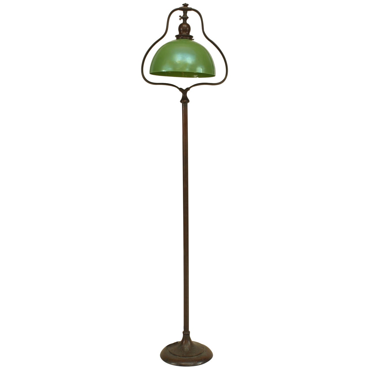 American Mission Bronze Floor Lamp with Green Shade by Handel