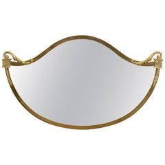English Brass Demilune Wall Mirror