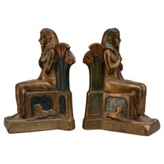 Pair of Early 20th Century Czech, Egyptian Revival Seated Pharaoh Bookends