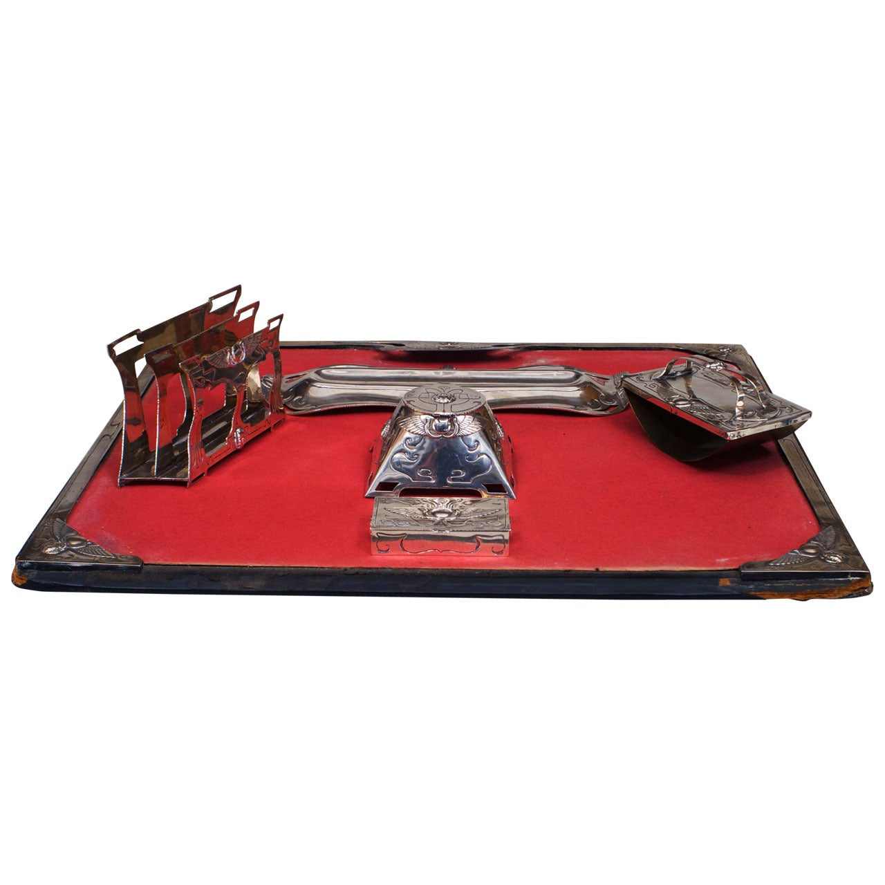 Ensemble de bureau anglais Arts & Crafts en argent de 6 pièces