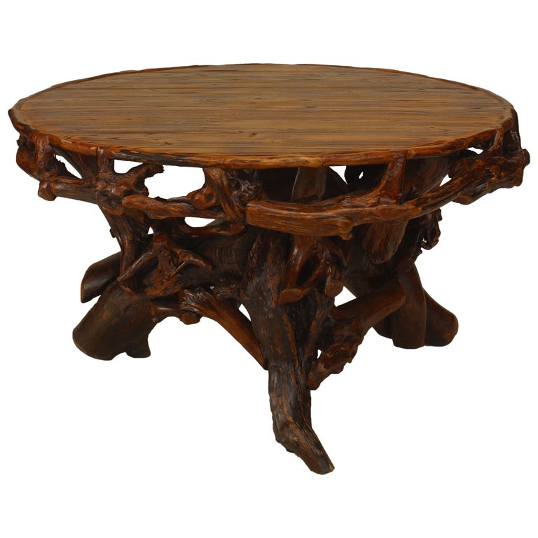 Rustic Adirondack Style Root Round Dining Table at 1stDibs