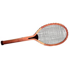 Retro English Oversized Wooden Tennis Racket Wall Plaque