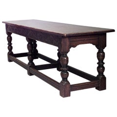 English Renaissance Style Large Oak Console Table