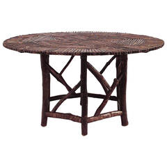 American Adirondack Style Round Twig Dining Table