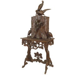 A Rare Black Forest Carved Walnut Cabinet 10