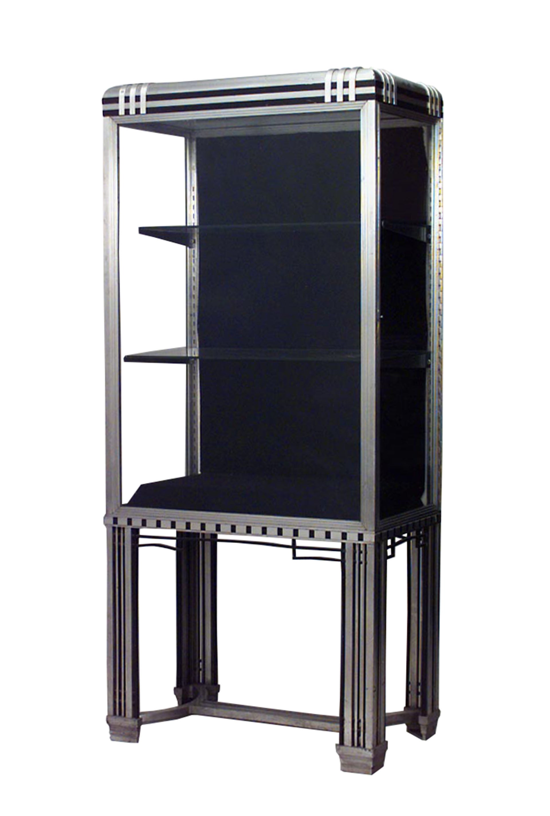 George Frye French Art Deco Steel and Glass Cabinet For Sale