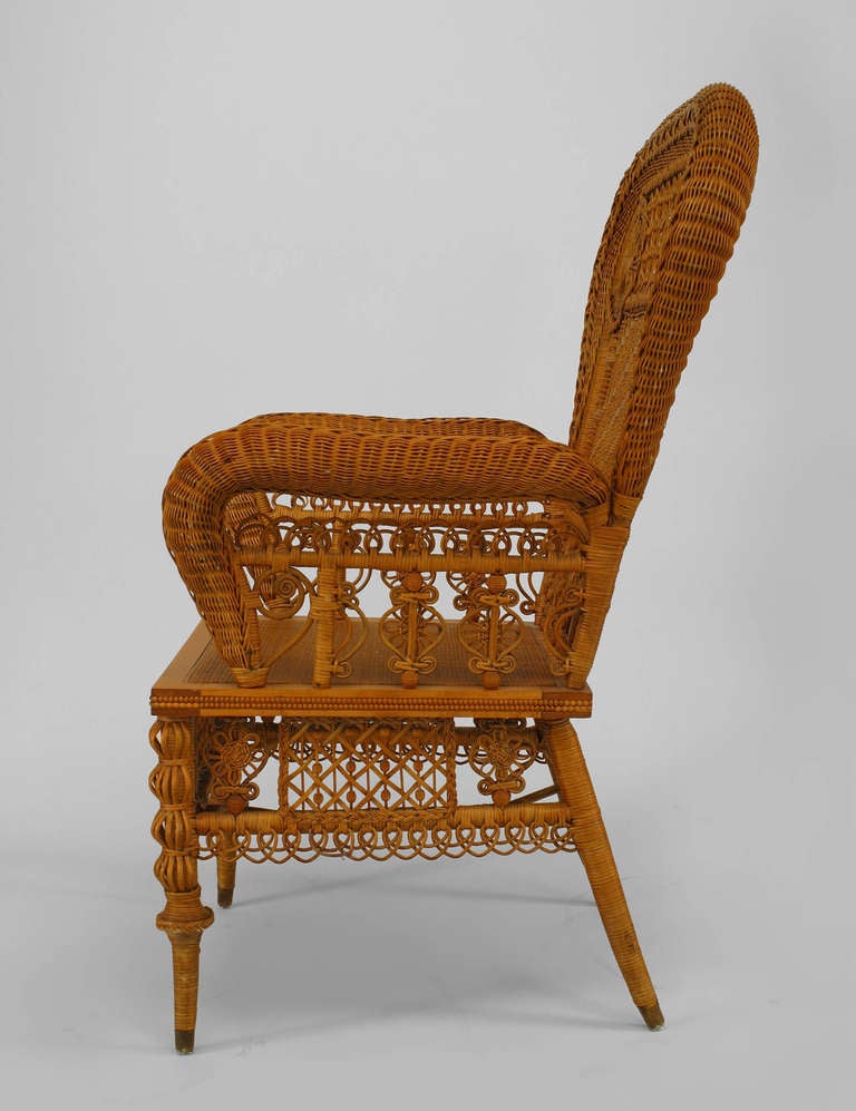 American Victorian Natural Wicker Arm Chair by Heywood Bros. In Good Condition In New York, NY