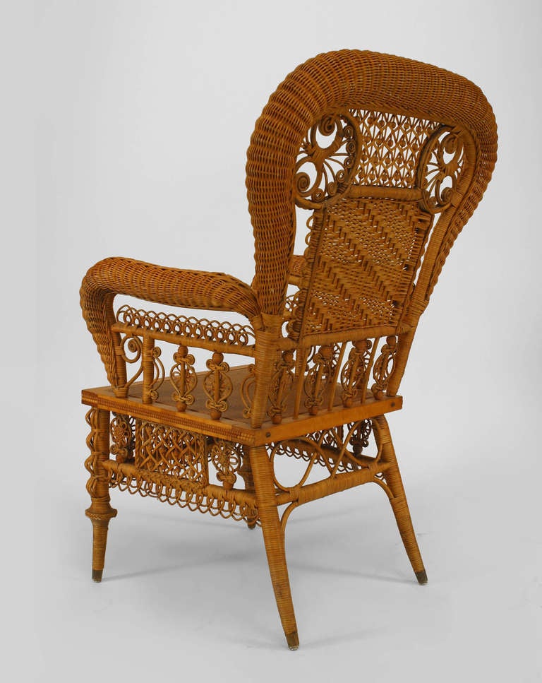 American Victorian Natural Wicker Arm Chair by Heywood Bros. 1