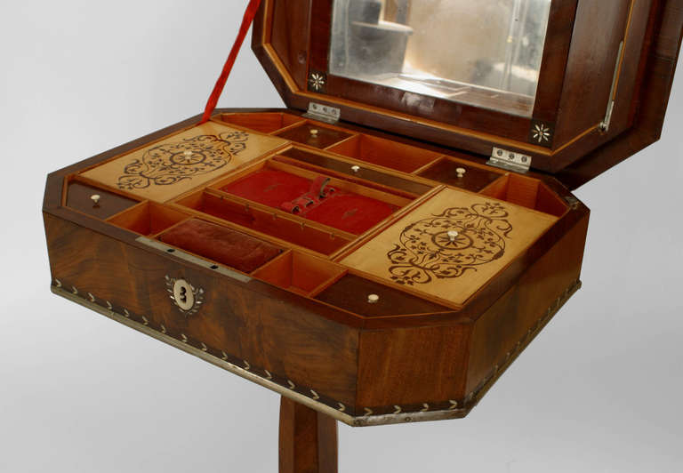 19th Century Biedermeier Pearl Inlaid Sewing Box Table 3