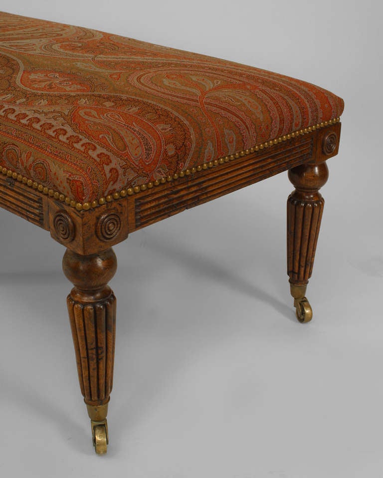 English Regency Burl Elm Bench In Good Condition For Sale In Queens, NY