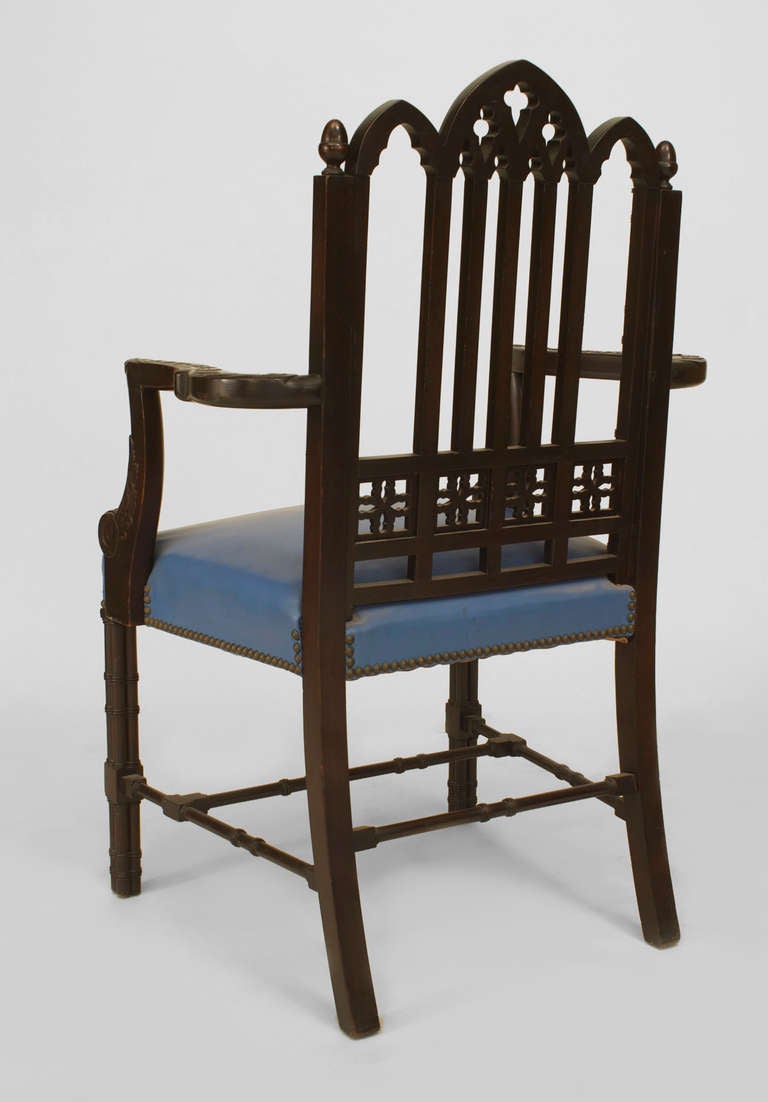 Mahogany English Chinese Chippendale Style Armchair For Sale