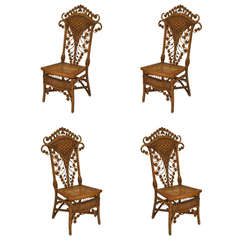 Set of Four 19th Century American Natural Wicker Side Chairs 7