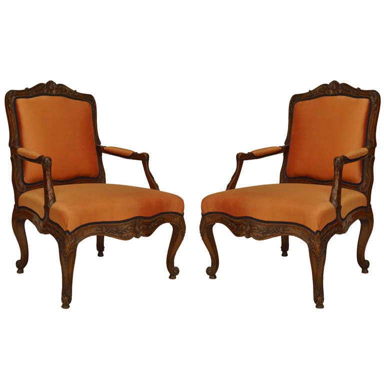 Pair of French Louis XV Pink Armchairs