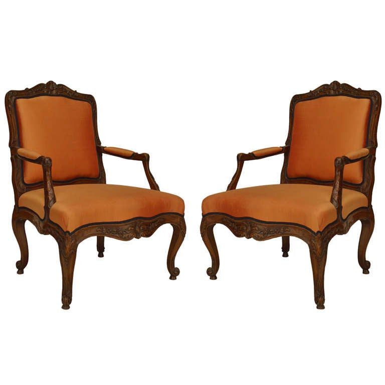 Pair of French Louis XV Pink Armchairs