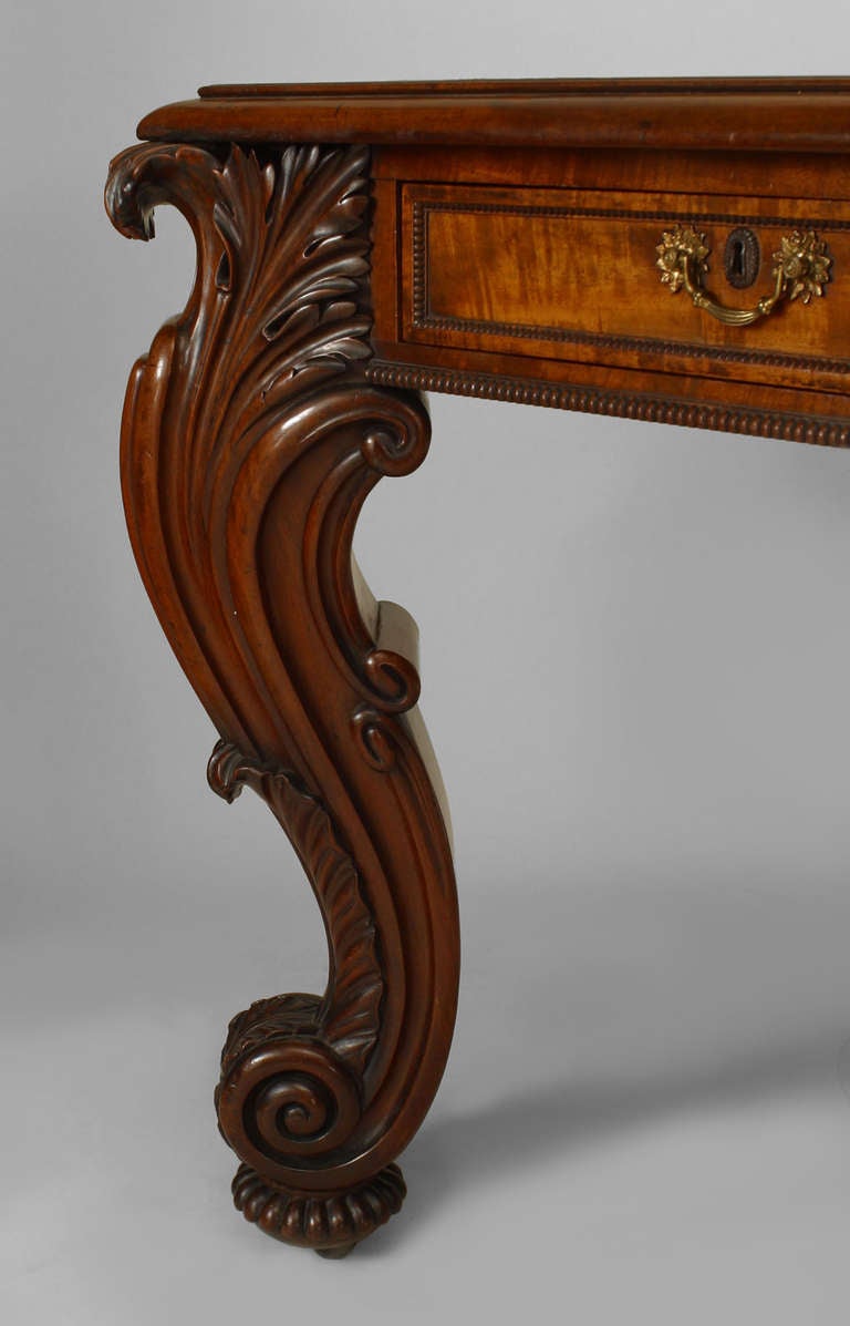 Leather English Regency Mahogany Table Desk For Sale