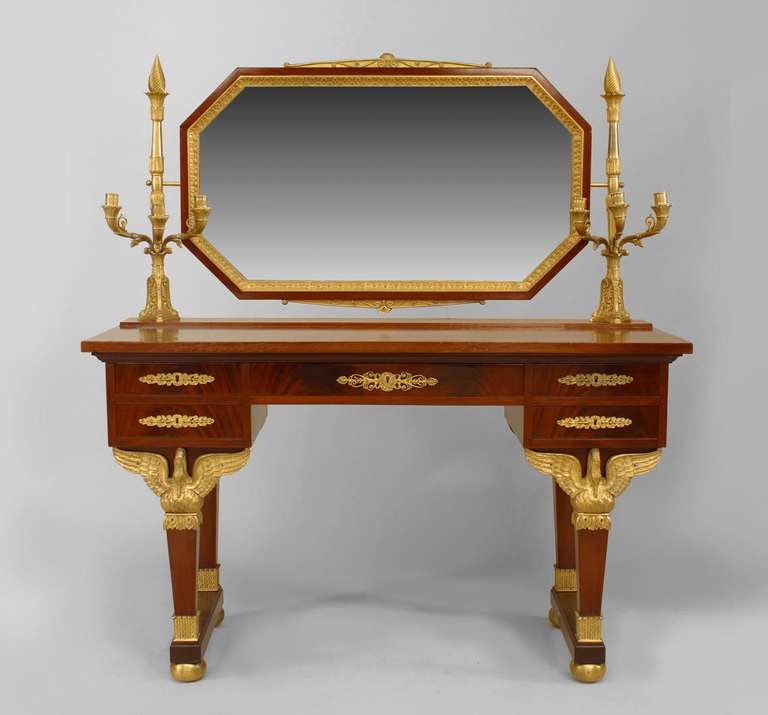 Stile impero Vanità Impero Francese in bronzo e mogano in vendita