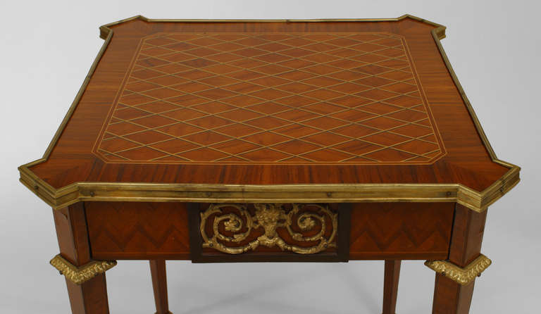 19th Century French Louis XVI Parquetry End Table For Sale