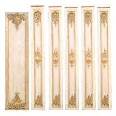 6 French Louis XV Style Gold and White Panels