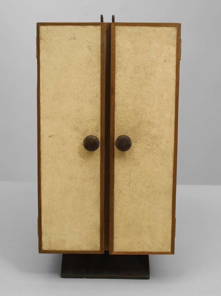 Art Deco Style White Shagreen Letter Box