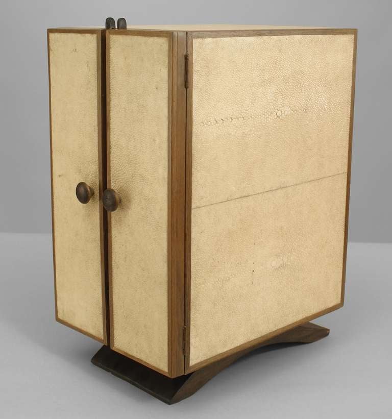 Art Deco Style White Shagreen Letter Box In Excellent Condition In New York, NY