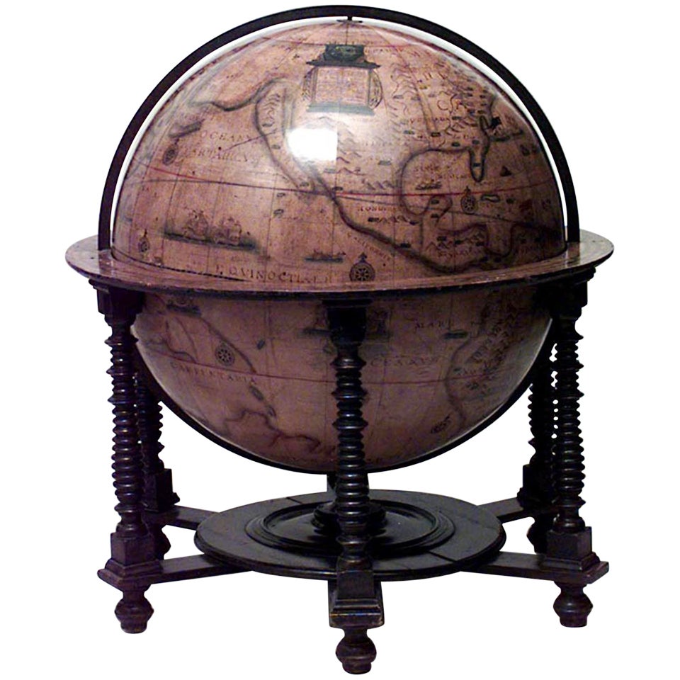 Monumental Italian Renaissance Style Mounted Globe