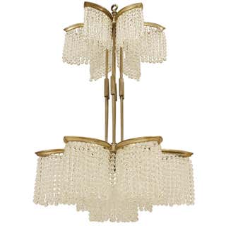Art Deco Beaded Crystal Chandelier at 1stdibs