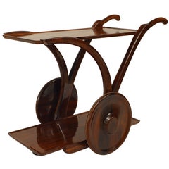 Italian 1940s Solid Rosewood Bar Cart
