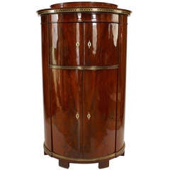 Neoclassical Russian Brass Inlaid and Mahogany Demilune Cabinet 12