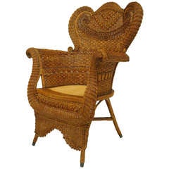 American Victorian Haywood Wakefield Natural Wicker Armchair