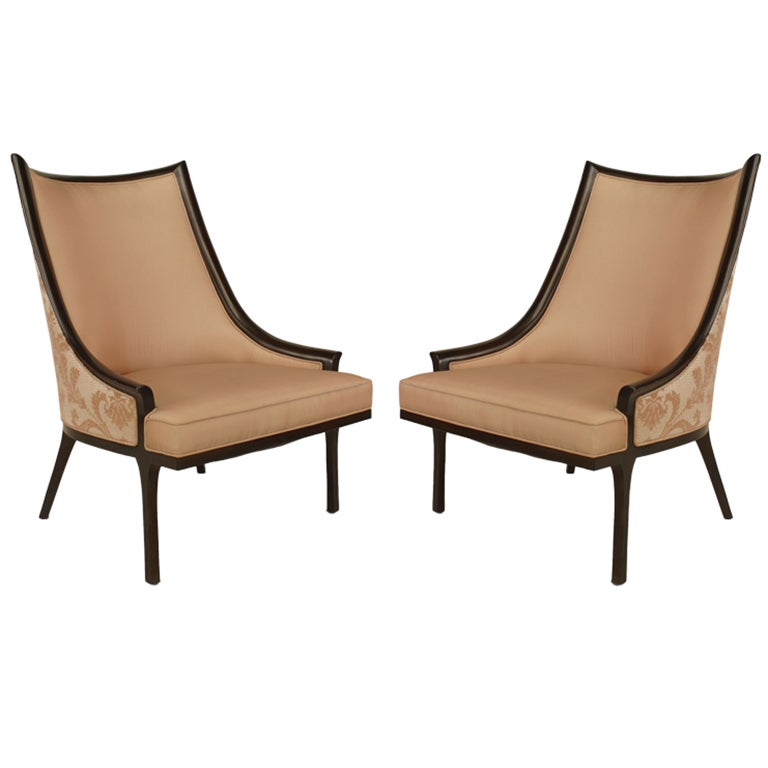 Pair of American Ebonized Armchairs For Sale