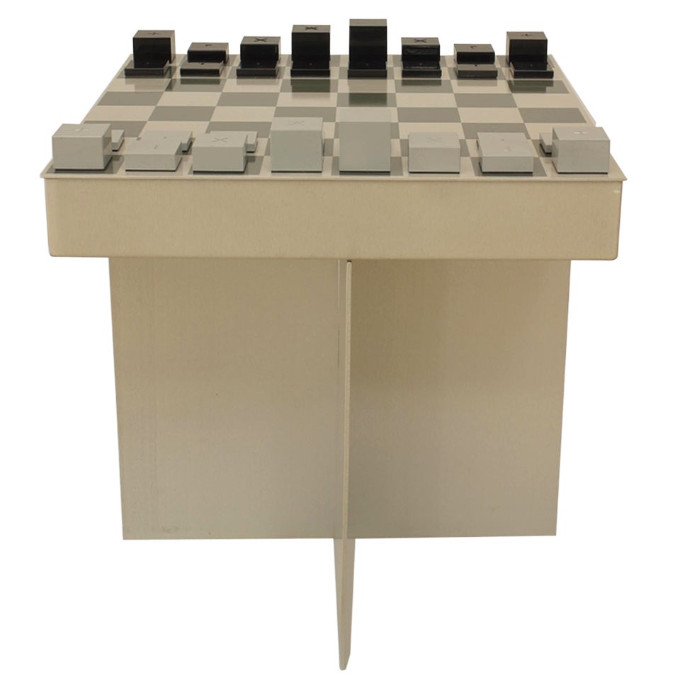 Contemporary Powder Coated Aluminum Table Chess Set