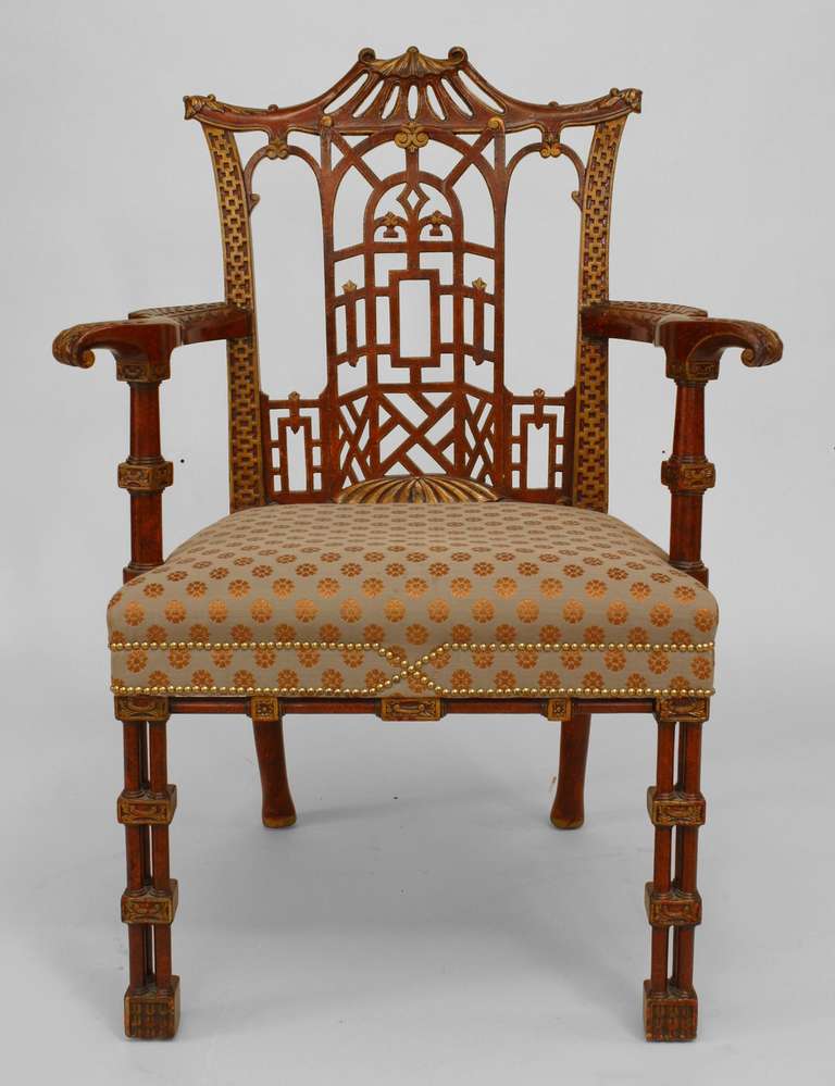 Set of Twelve 19th Century Chinese Chippendale Style Chairs 2
