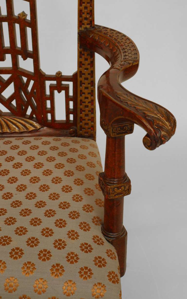 Set of Twelve 19th Century Chinese Chippendale Style Chairs 4