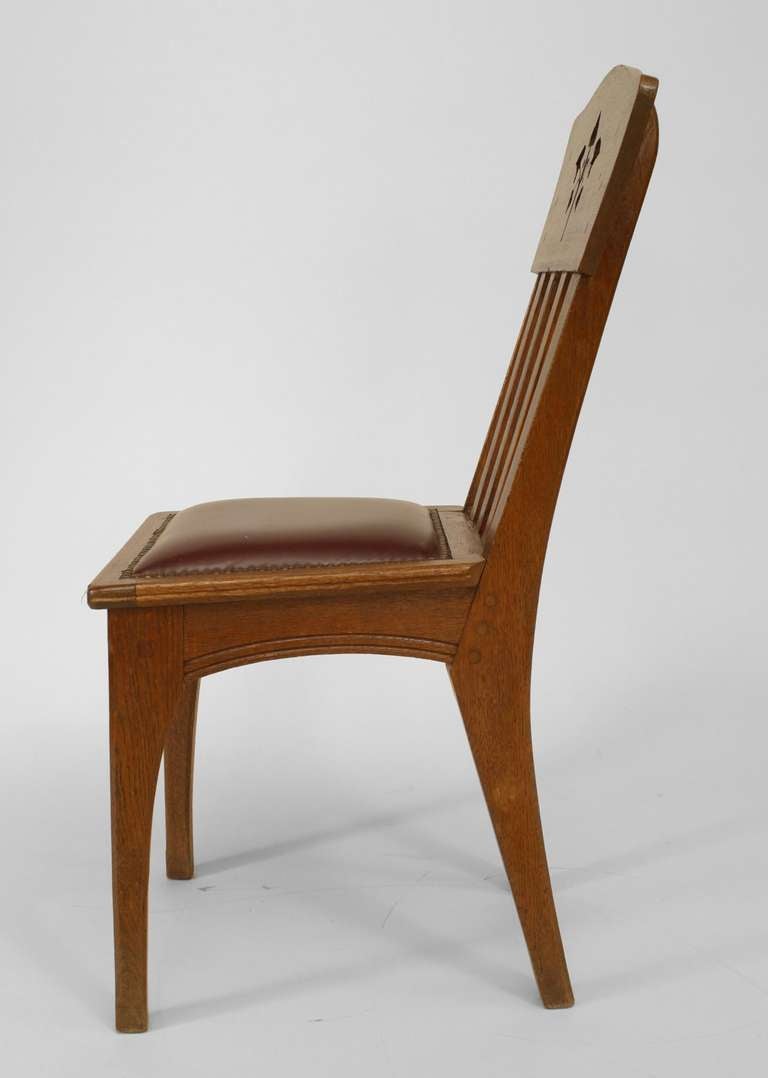 Set of Six French Arts & Crafts Side Chairs Attributed to Jallot In Good Condition In New York, NY